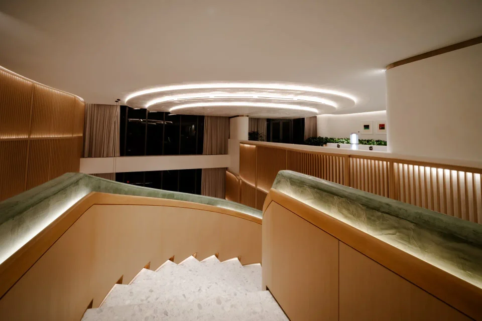 Staircase photographed from a different architectural viewpoint