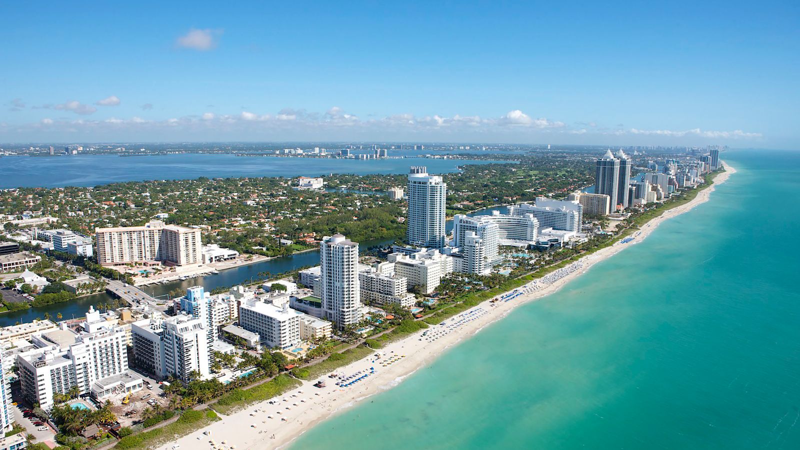 Aerial view of waterfront residential neighborhood representative of West Palm Beach and Palm Beach County projects
