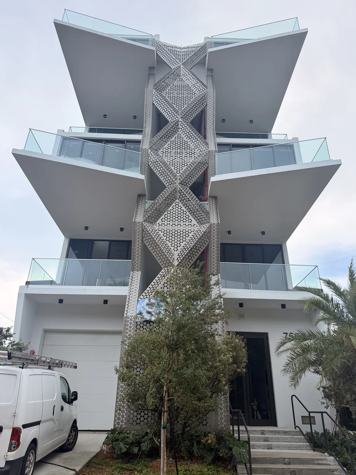 Perforated aluminum diamond screen front elevation - 756 84 St Residences, Miami Beach FL