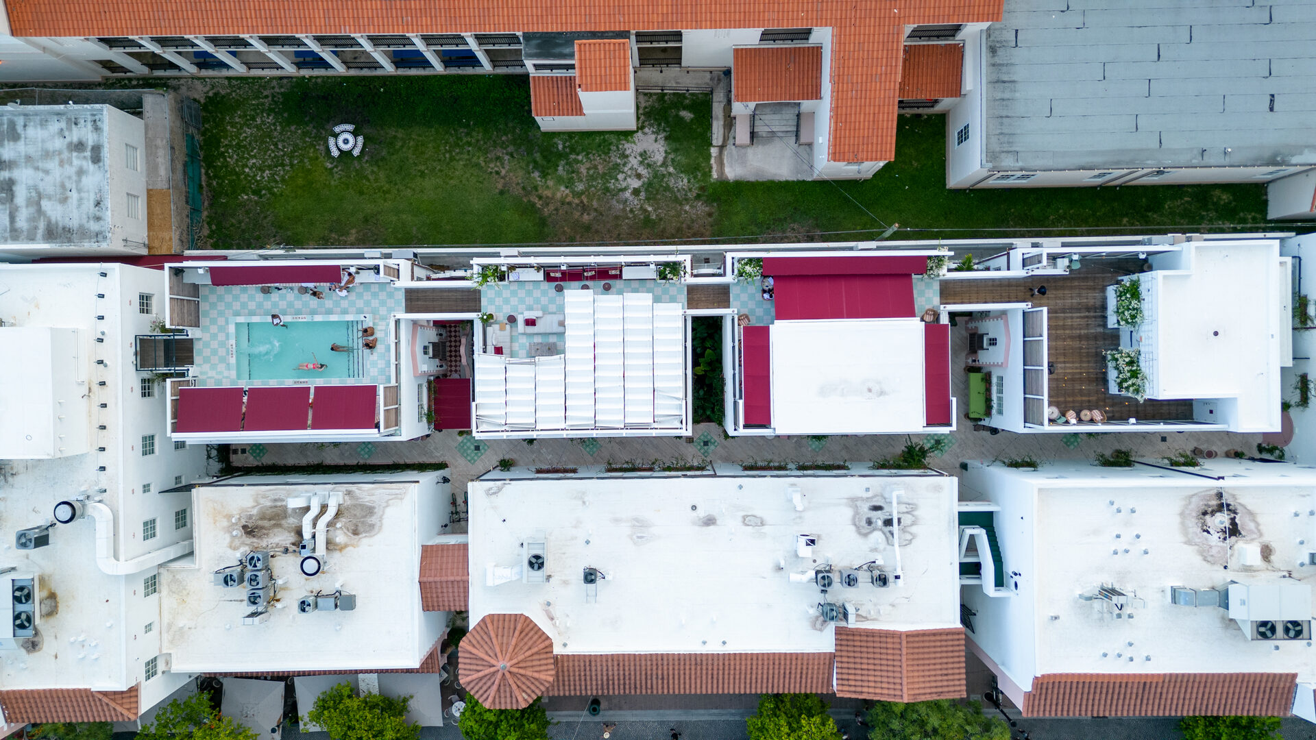 The Esme Hotel rooftop aerial with pergola - Miami Beach FL