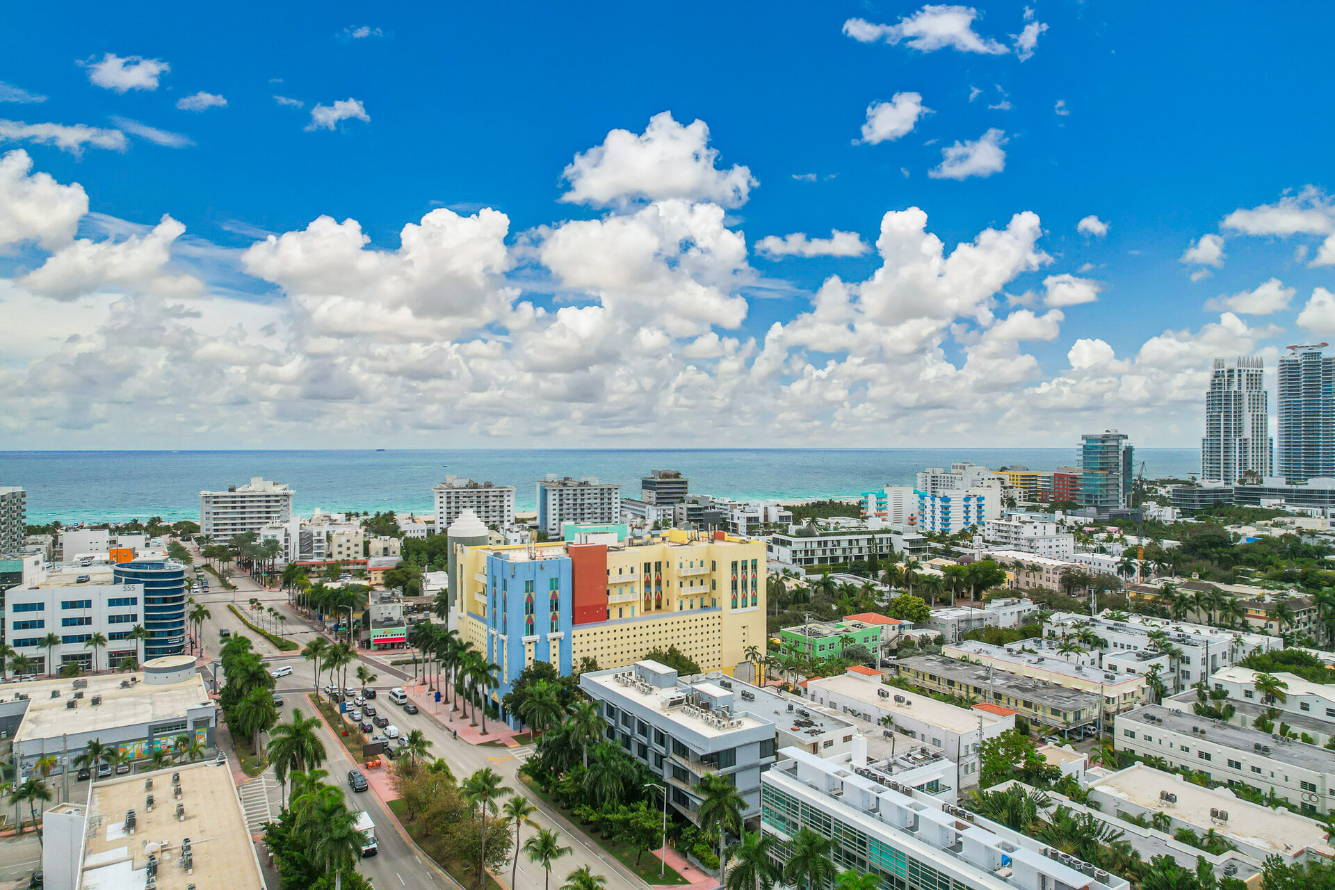 The March Hotel rooftop and courtyard aerial - Miami Beach FL