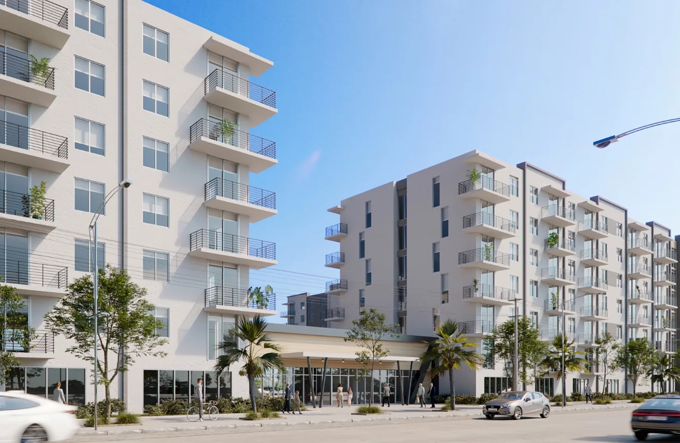 Northside Town Station architectural rendering - two-tower residential, Miami FL