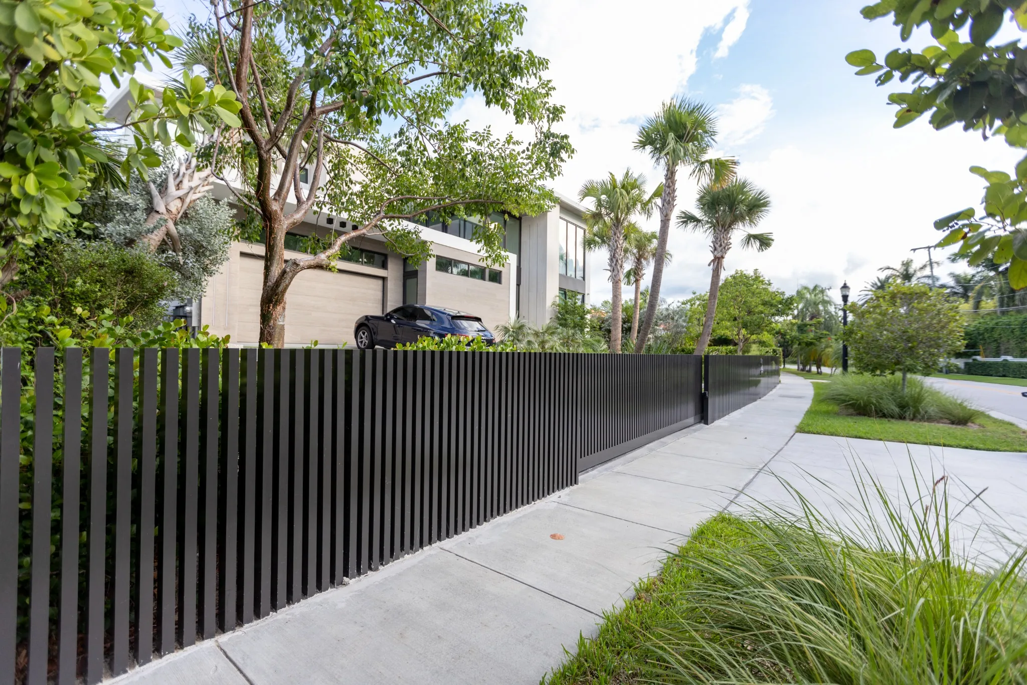 Custom fences, gates, pergola, and glass railings - North Bay Rd. Residence gallery