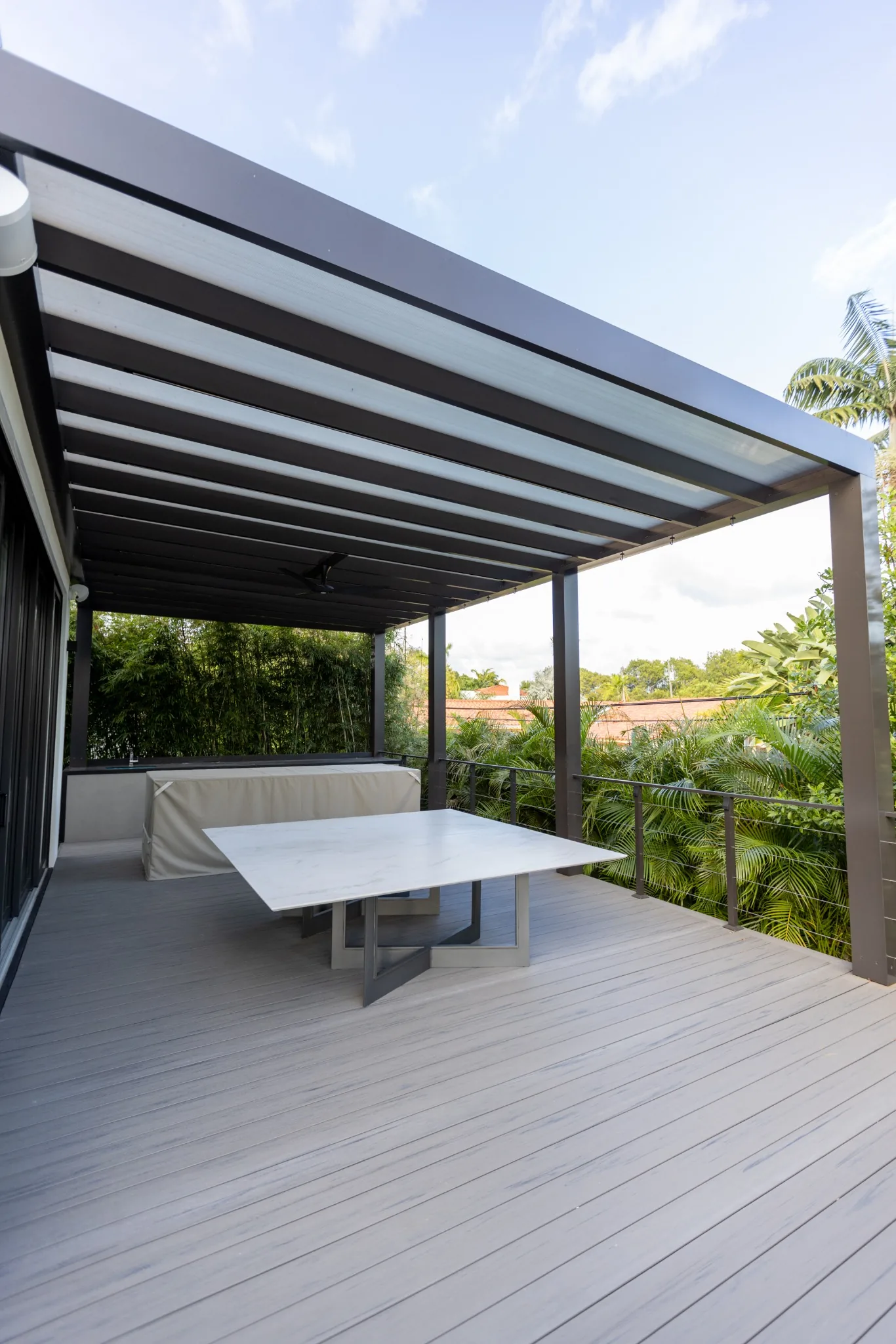 Custom fences, gates, pergola, and glass railings - North Bay Rd. Residence gallery