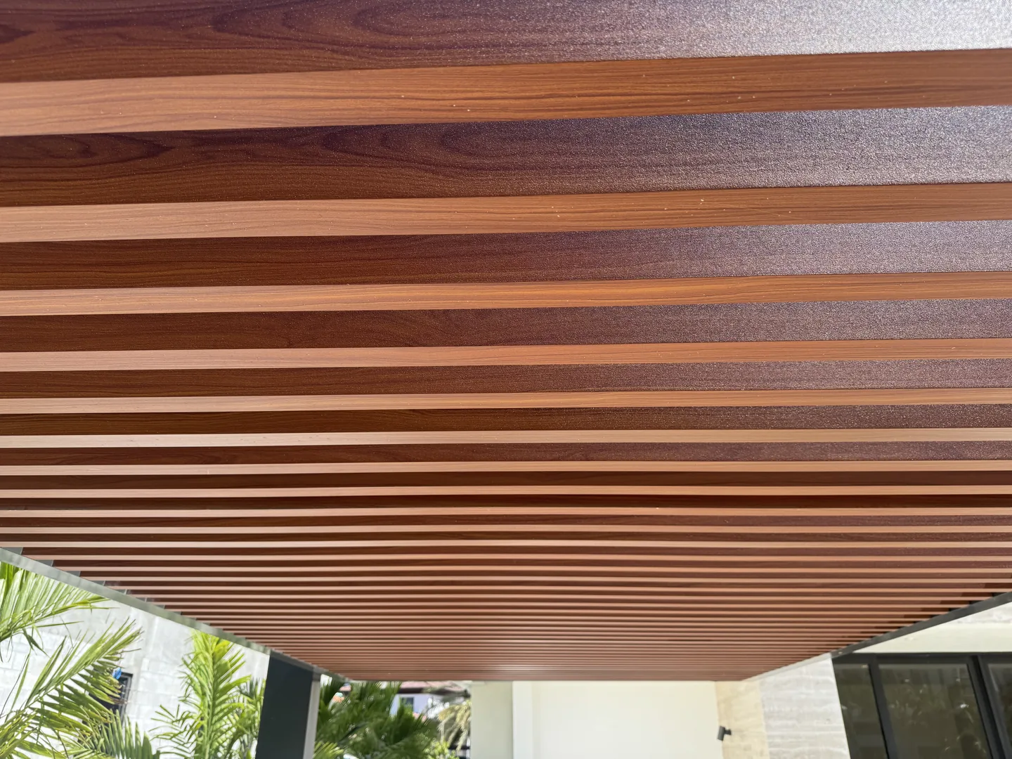 Faux-wood aluminum slat ceiling detail - Atlantic Ave Residence gallery