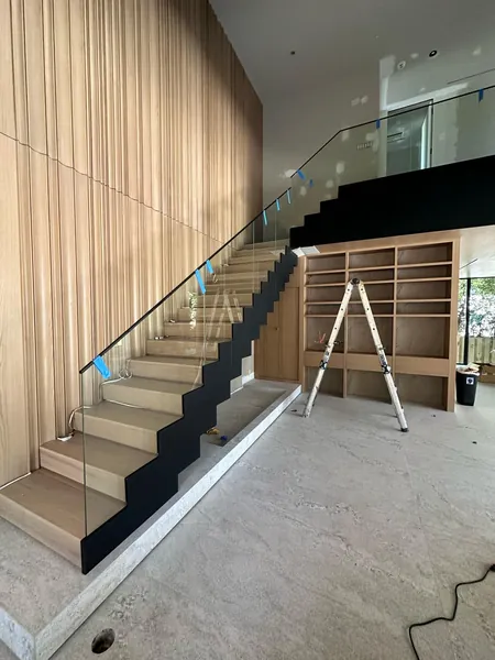 Decorative louvers and custom staircase - North Meridian Residence, Miami Beach FL